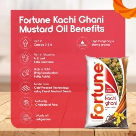 Fortune Premium Kachi Ghani Pure Mustard Oil, 1 ltr pouch